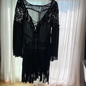 Free People Original Black Lace Dress S